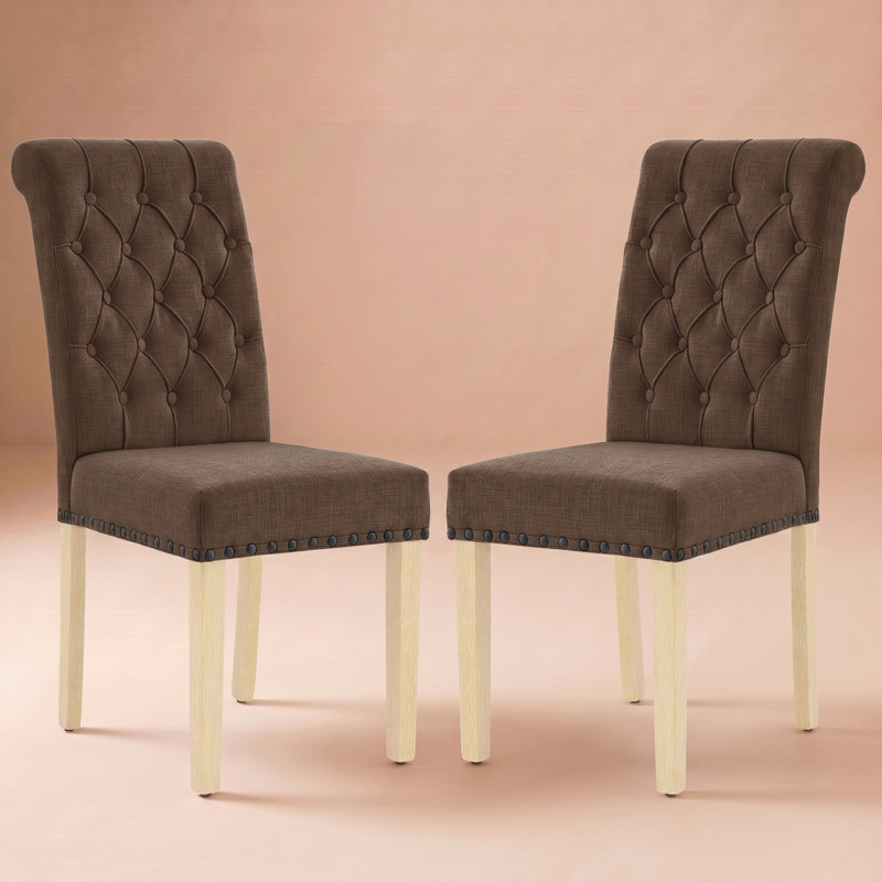 Chaises de salle à manger rembourrées Amby, Brun