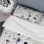 Ensemble de housse de couette en microfibre bleu et blanc Matrix Grid-1356259373