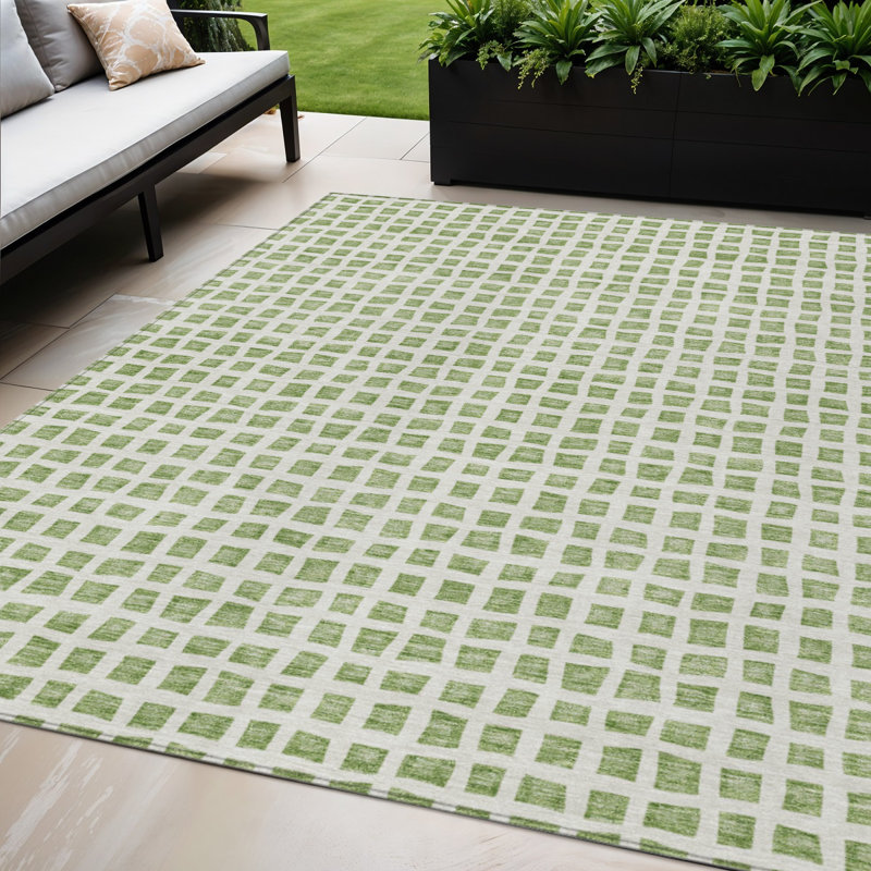 Tapis ivoire lavable intérieur / extérieur géométrique, Rectangle 5' x 8'