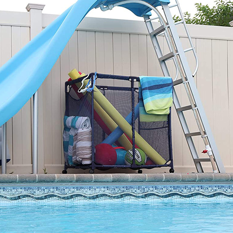Essentially Yours 34'' W 0 Gallons Water Resistant Plastic Deck Box with Wheels, Blue