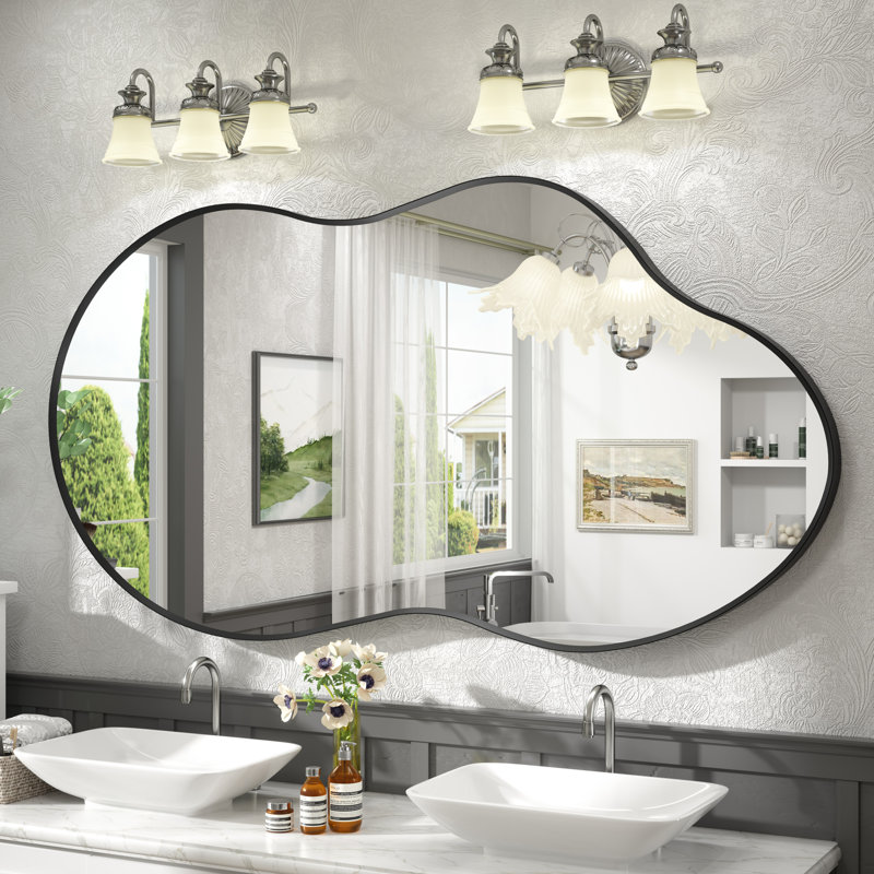 Miroir mural Amara, 60 po x 32 po, Noir mat