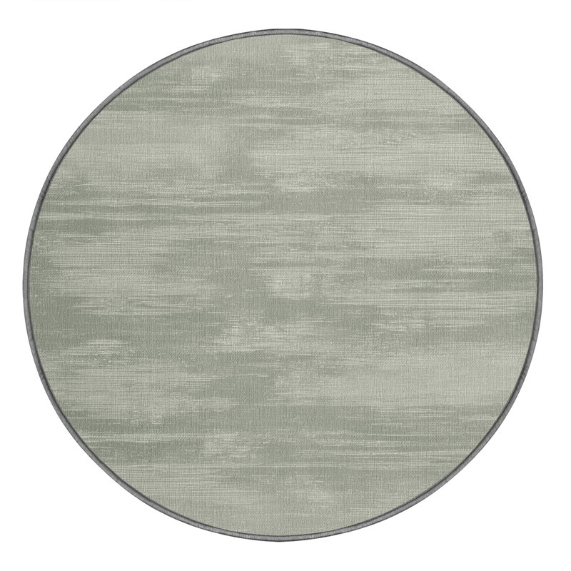 Machine Washable Abstract Brown Area Rug, Round 8'