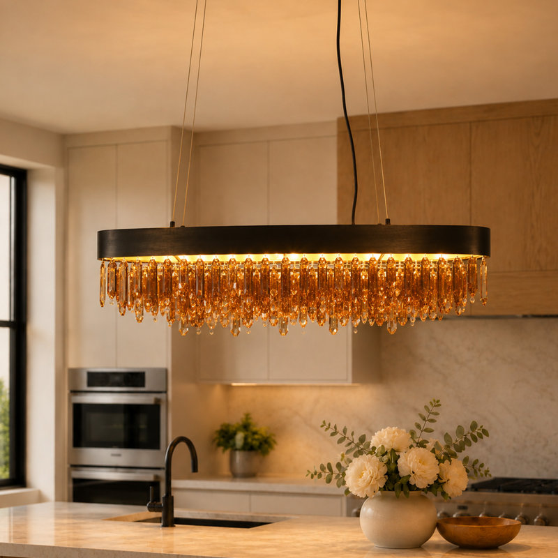 Jocsan 10-Light 41.5" W Glam Dimmble Crystal Linear Chandelier 