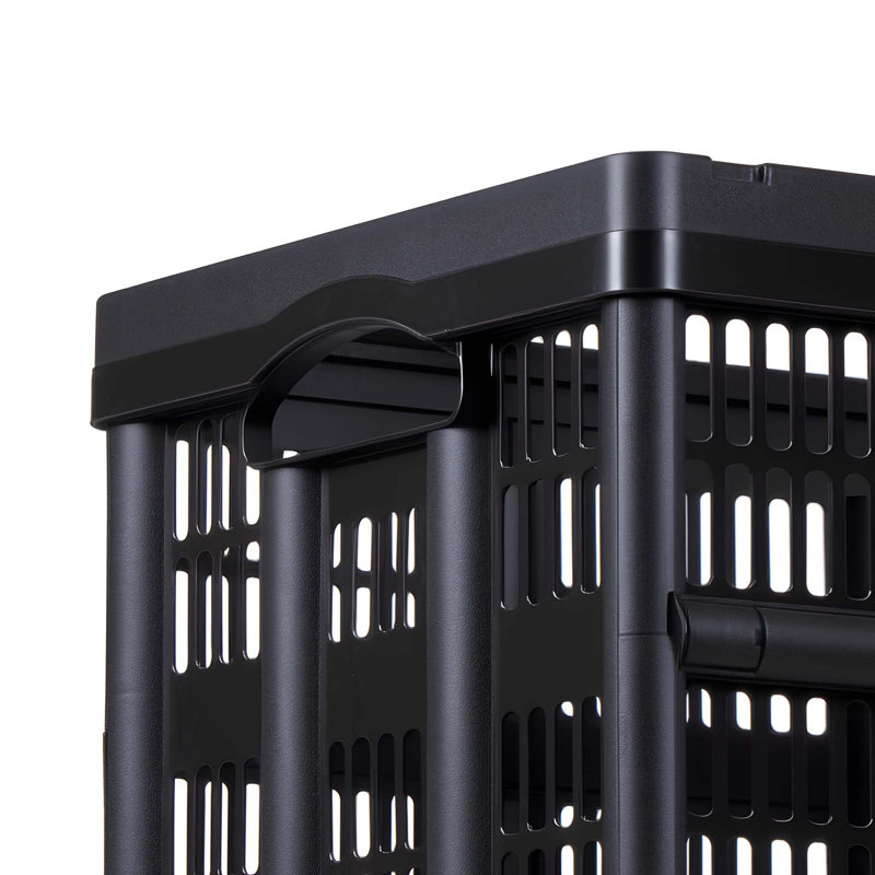 Plastic Collapsible Storage Bins, 45L, Stackable Folding Storage Crates with Handles, Holds 33 lbs Per Bin, Foldable Heavy Duty Containers, Space-Saving Baskets, for Home Organizing