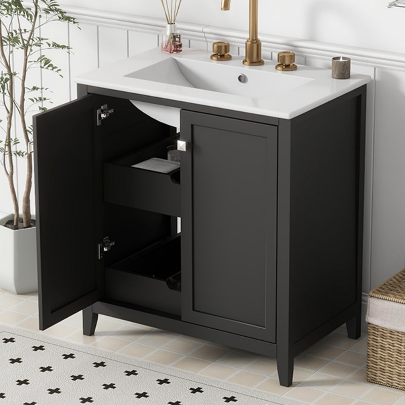 Ensemble de meuble-lavabo autoportant 30 po avec lavabo en céramique