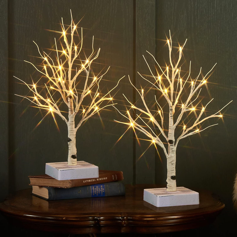 Lighted Birch Tree Set for Home Decor