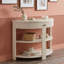 Élégante console demi-lune avec un design cannelé distinctif et un rangement pratique-2014150328
