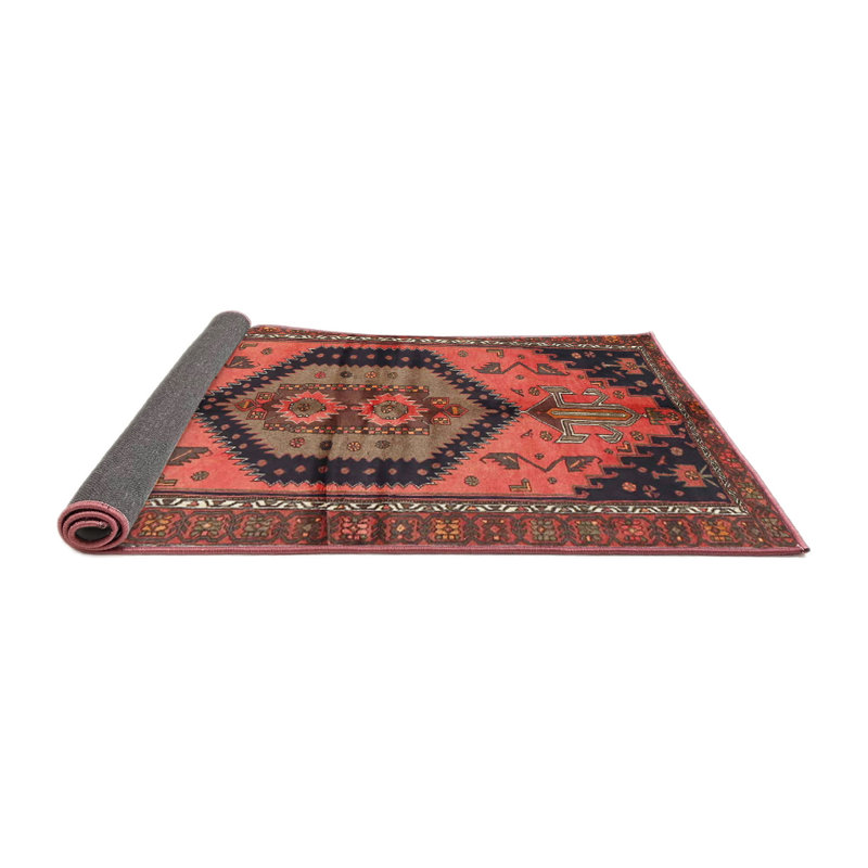 Tapis traditionnel rouge / noir, Rond 4 pi