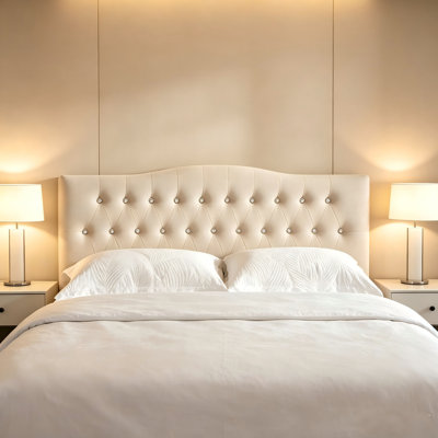 Adjustable Height Diamond-Button Linen Headboard