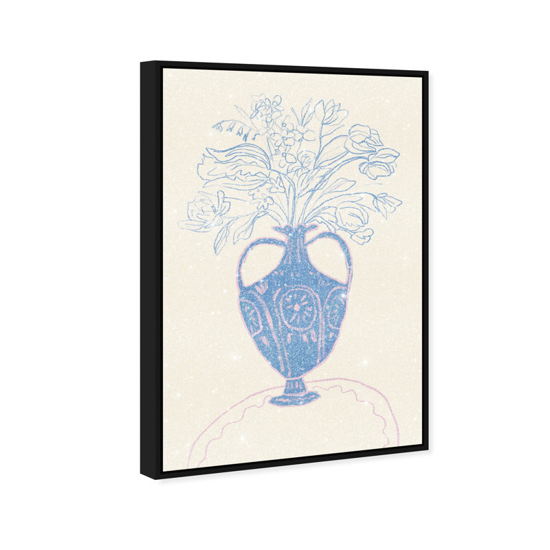 Blue Flower Studio Print by Oliver Gal, 25"H x 37"W, Black Floater Frame