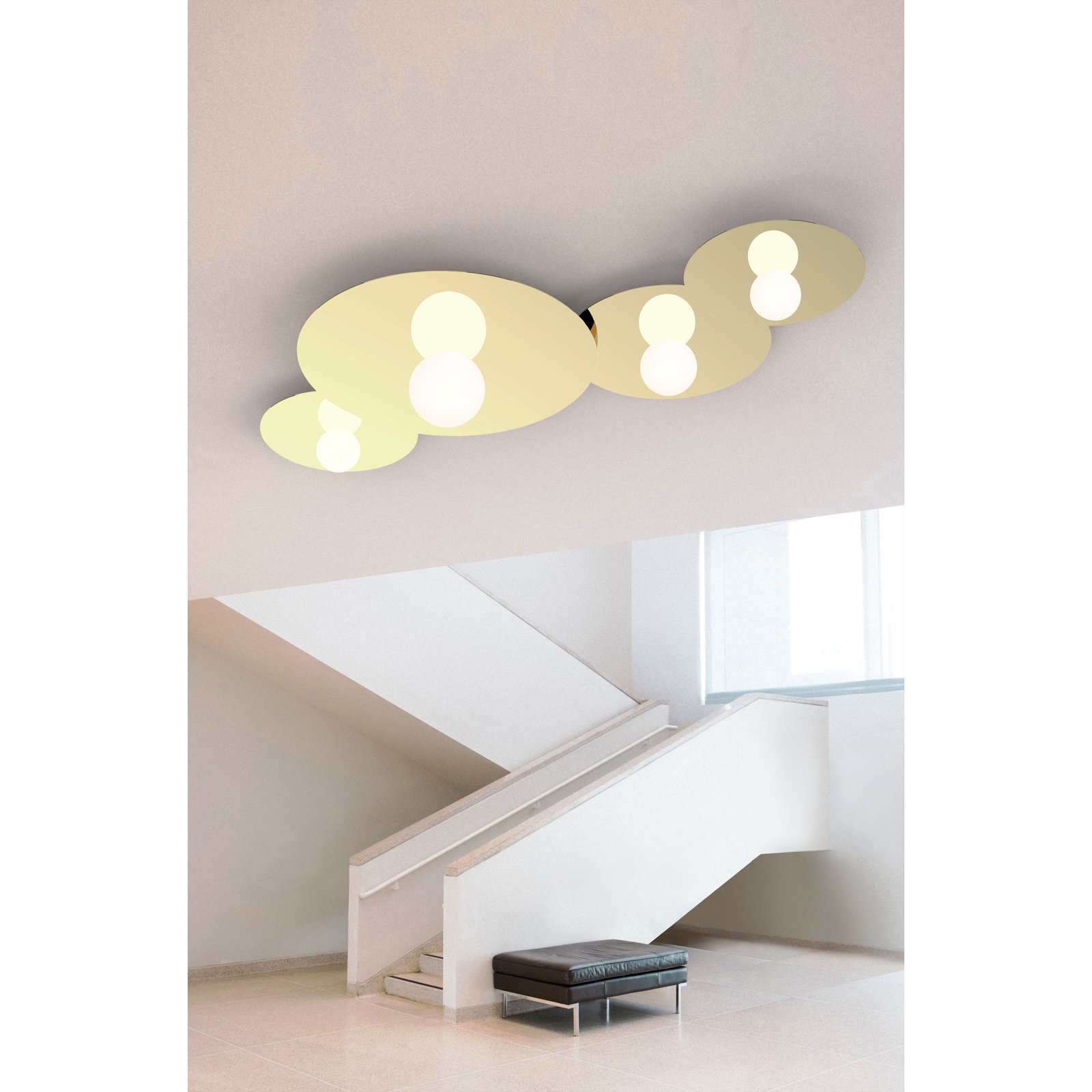 Bola Disc Single Light Flush Mount, Brass, 6.2" H x 12" W x 12" D