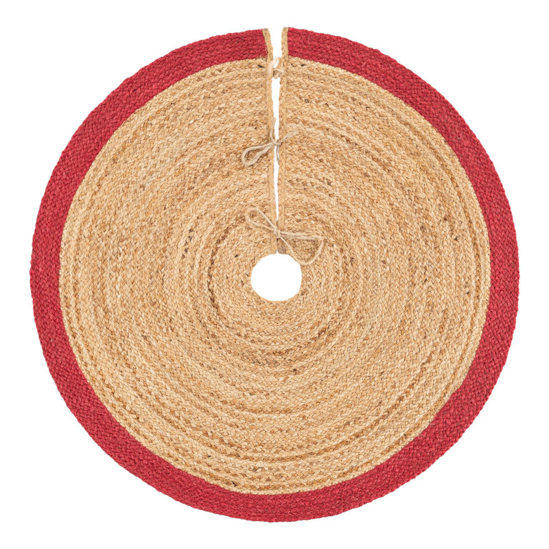 Jupe d'arbre de Noël à tisser Unique, Beige, Rond 3 pi 1 po