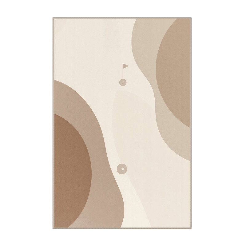 Machine Washable Hambrook Golf Putting Scene Minimalist Rug in Beige – Beige Binding, 2x3
