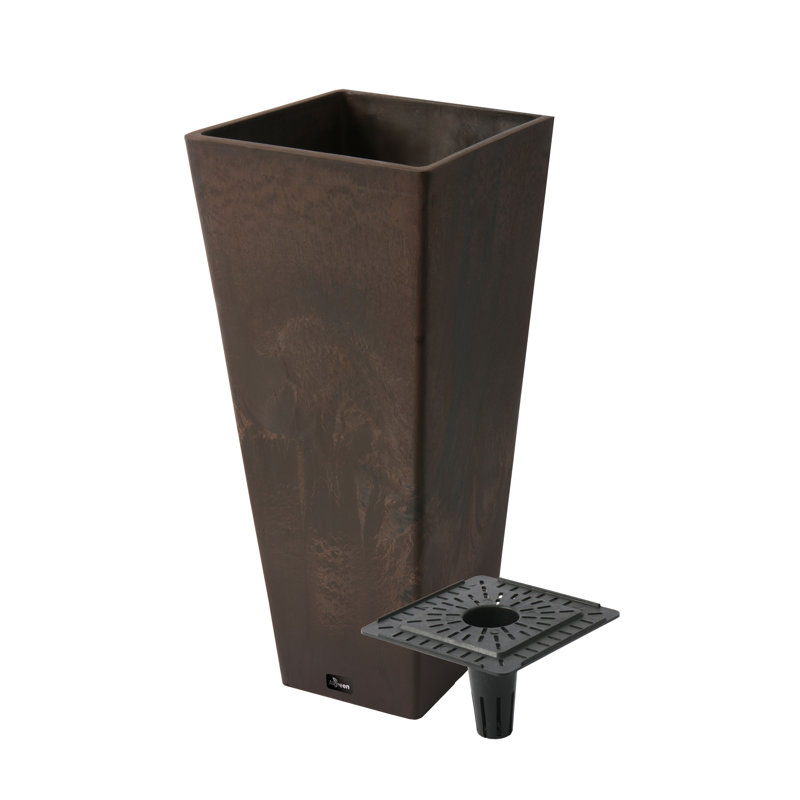 Jardinière carrée H 10,5 po x 24 po Valencia avec plateau à eau, Brun