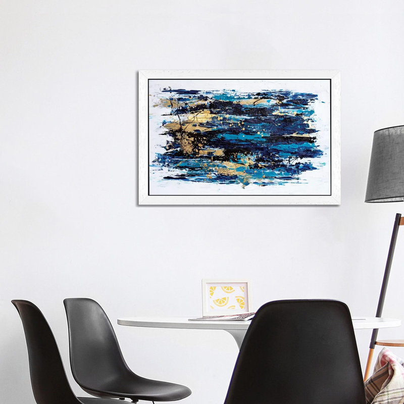 Blue Tide by Nikki Chauhan - Floater Frame Painting on Canvas, White, 152.5 cm H x 101.5 cm W