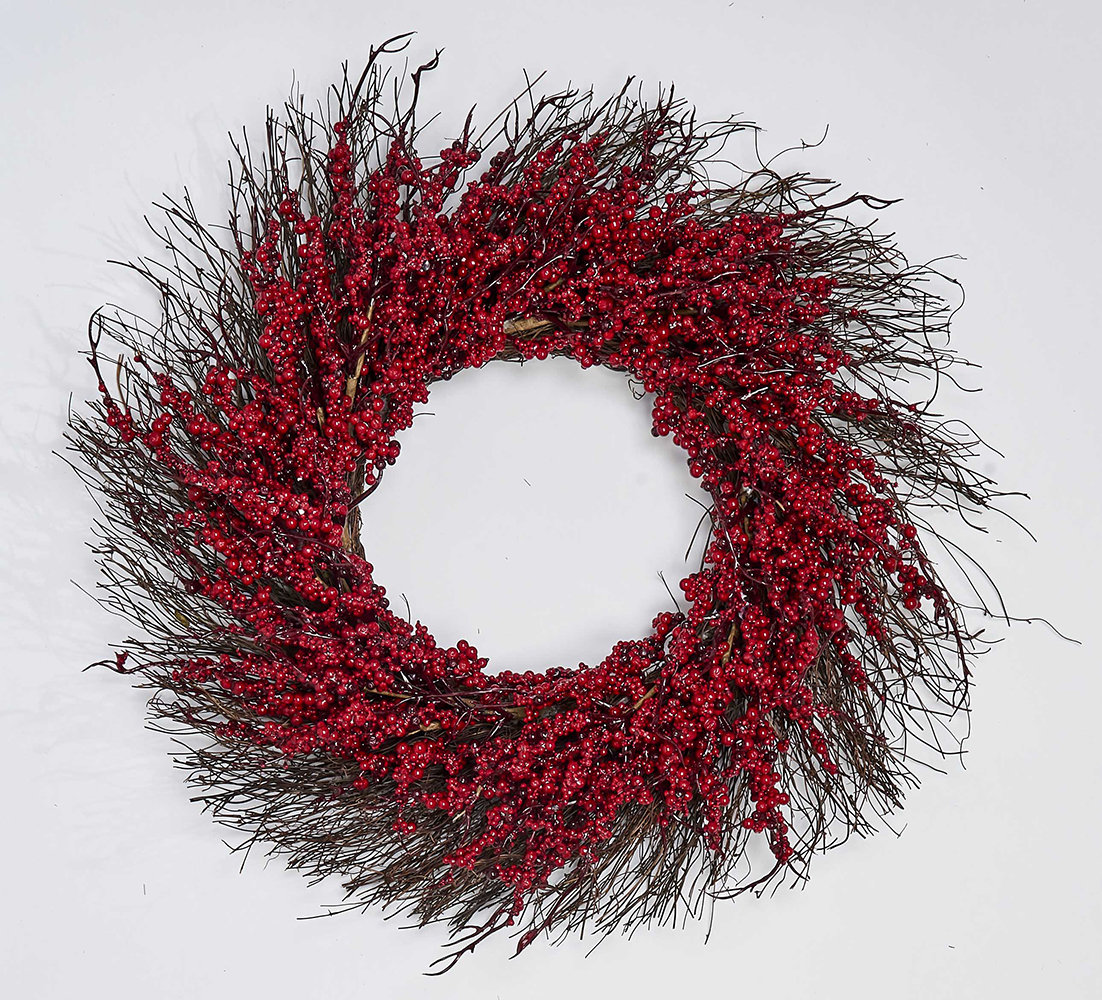 22" Berry Wreath on Twig Base