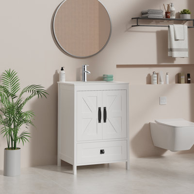 Meuble-lavabo en bois 24 po, blanc 2402