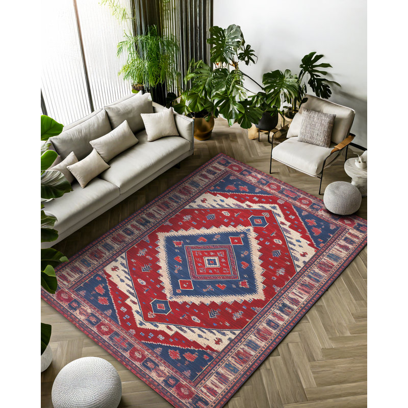 Tapis Boxtoncan en coton et polyester à imprimé numérique Boxton Collection, Tapis de couloir 3 pi 4 po x 7 pi 3 po