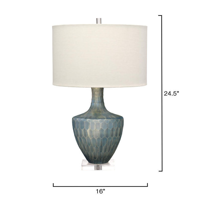 Boa Etched Glass Table Lamp, Indigo