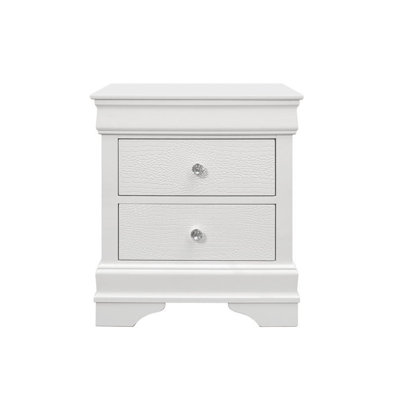Table de chevet blanche Shaker avec finition texturée crocodile | Idée de cadeau, Blanc