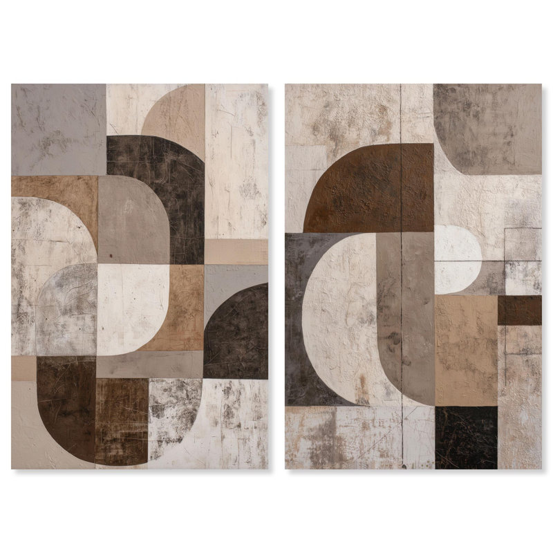 Ordered Earth Diptych Canvas Print Brown Wall Art Set by Art Remedy, Black Frame, 10 x 15, 45" H x 30" W, Gallery Wrapped