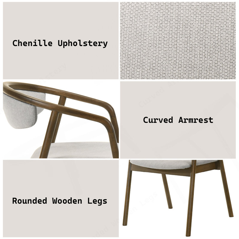 Chaise d'appoint en chenille et noyer Delina