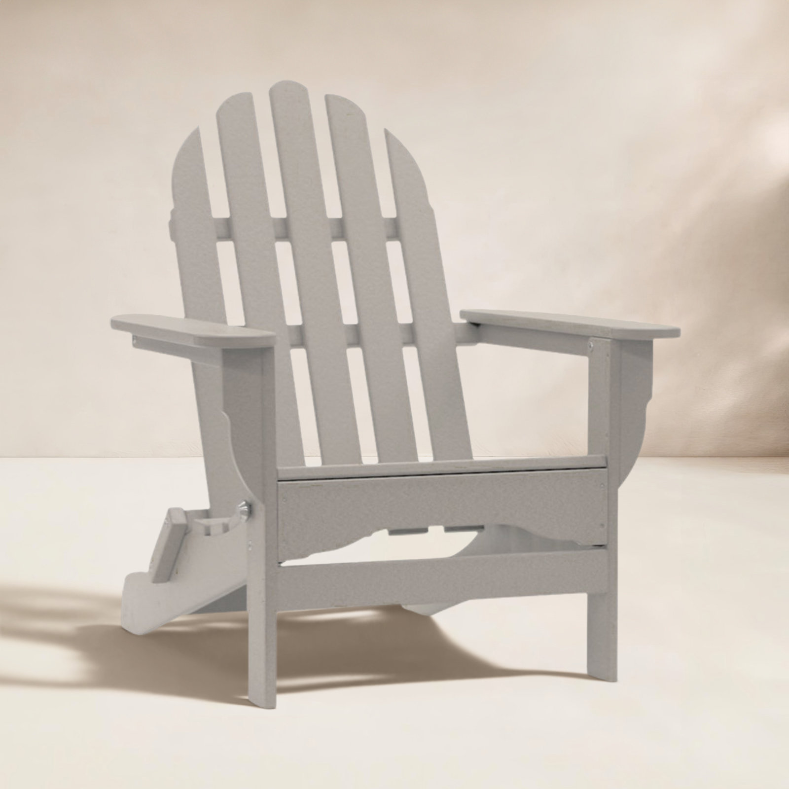 Leighton Foldable Outdoor Adirondack Set, Light Gray