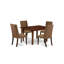 Ensemble de table de salle à manger 5 pièces comprenant une table de cuisine rectangulaire avec rallonge papillon et 4 chaises parsons en tissu brun, acajou-109972861