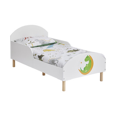 Kids White Toddler Bed – Dinosaur