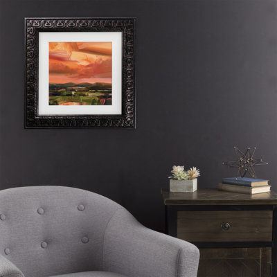 Art mural encadré - Décoration murale «Andrew Dusk Landscape with Mountains» par Simon Andrew - art du salon, de la cuisine et de la salle de bain - 16 x 16