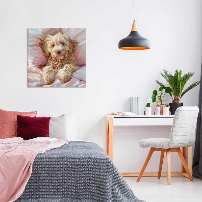  «Cuddling Labradoodle Bed», art mural par Jim Baldwin, H 30 po x l 30 po