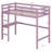 High Wood Loft Bed, With Safety Guardrail, Built-In Desk, Ladder-1386632893