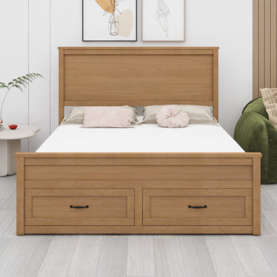 Base de lit en bois avec tiroirs