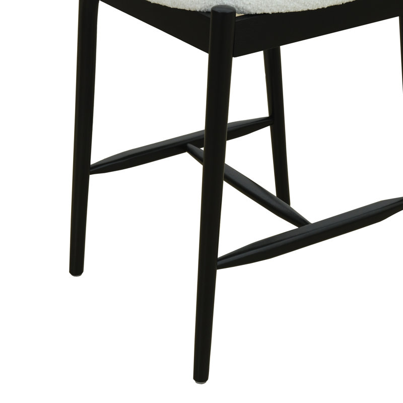  Tabourets de comptoir Mid-Century modernes avec siège rembourré et dossier courbé, chaises de bar, noir et beige (ensemble de 2)