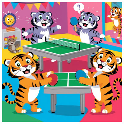 Tigers Playing Table Tennis Canvas Gallery Wrap in Many Sizes