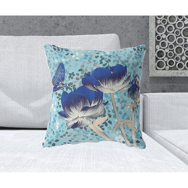 Coussin décoratif 20 po x 20 po bleu et blanc cassé, Bleu