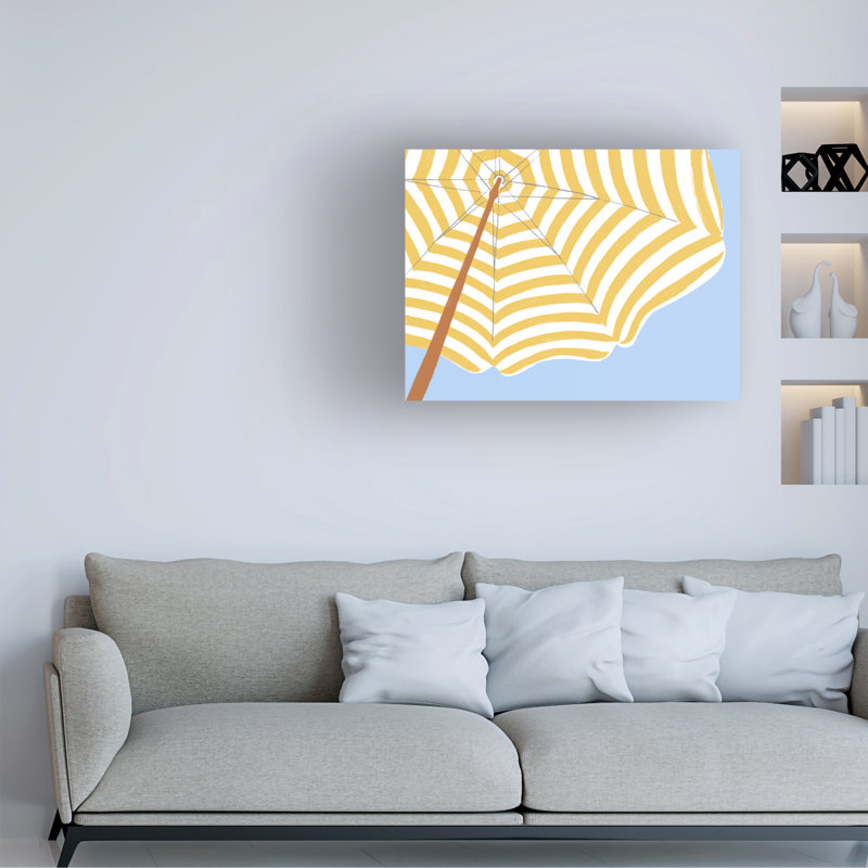 «Highland Dunes June» par Erica Vess Parasol Beach Stripes II, art mural sur toile, H 35 po x l 47 po