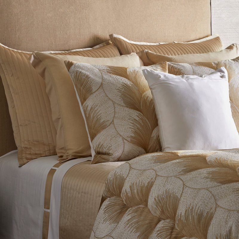 The Met X Ann Gish Fan Linen Duvet Cover, White/Gold, Queen Duvet Cover