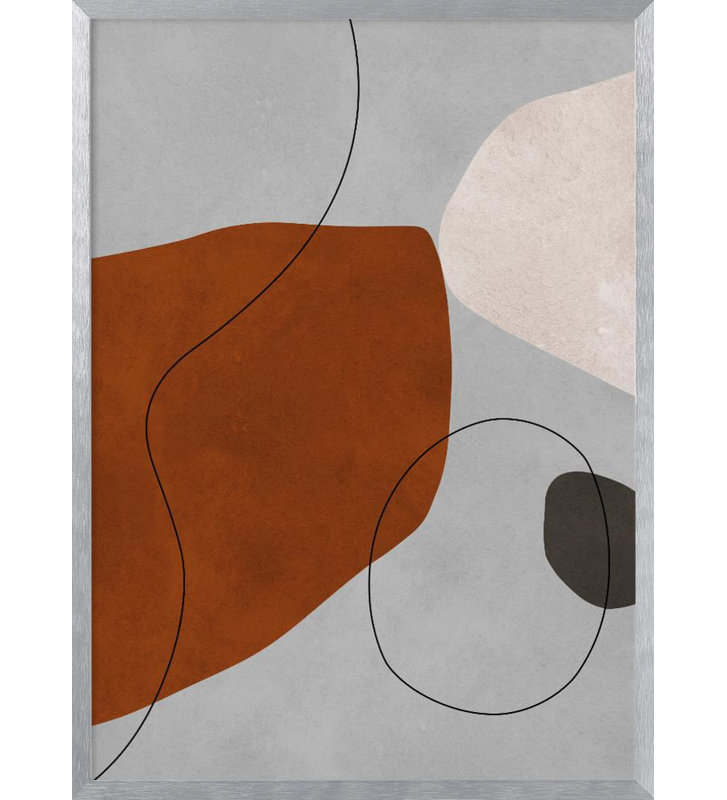 «Expressive conceptual», art mural texturé encadré, Argent argent, H 14 po x l 10 po