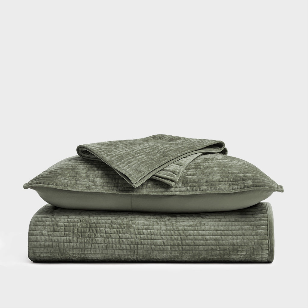 Velvet Quilt Set, Queen, Dried Thyme