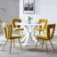 Confortable 2: structure en acier inoxydable, siège, pour le salon, le bureau, le café, la chambre à coucher, 2 chaises jaunes: pieds en tube de fer, coussin doux, jaune, assemblage rapide-1553372976