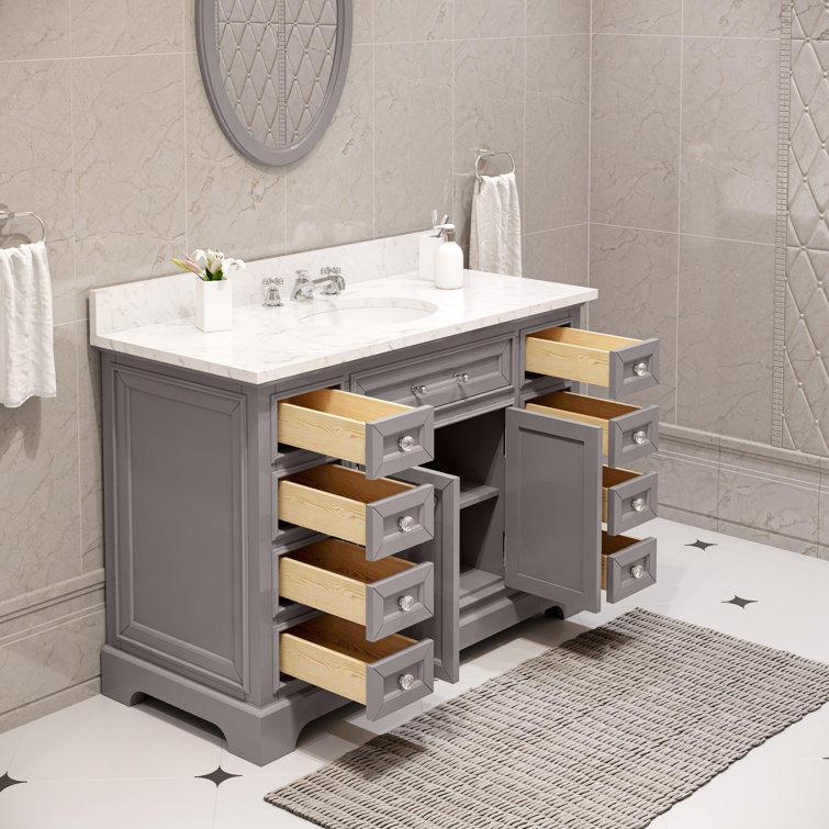 Merrimack 48 W x 23 D x 36 H Single Bathroom Vanity Set, Three Posts,  Base Finish: Gray