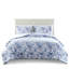 Housse de couette en microfibre à motifs floraux et à rayures, taille Twin/Twin XL, fermeture à boutons, lavable à la machine, avec liens intérieurs.