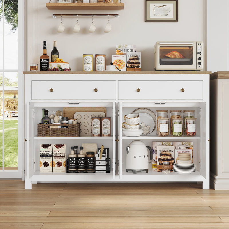 55.1'' Sideboard, White/Oak