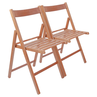 Harbour Housewares - Beech Wood Folding Chairs - Set of 2