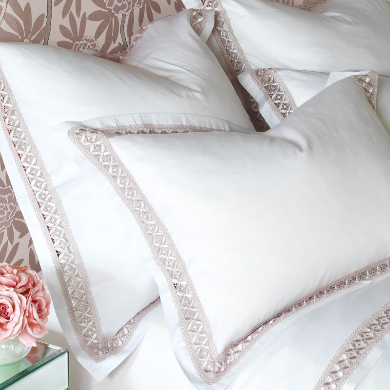 Taie décorative 100% coton Juliet, Blanc / Fauve, Grand