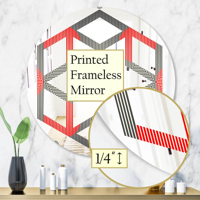 Miroir mural Glam, H 23,6 po x l 23,6 po, Hexagone, étoile, cercle et ligne géométrique