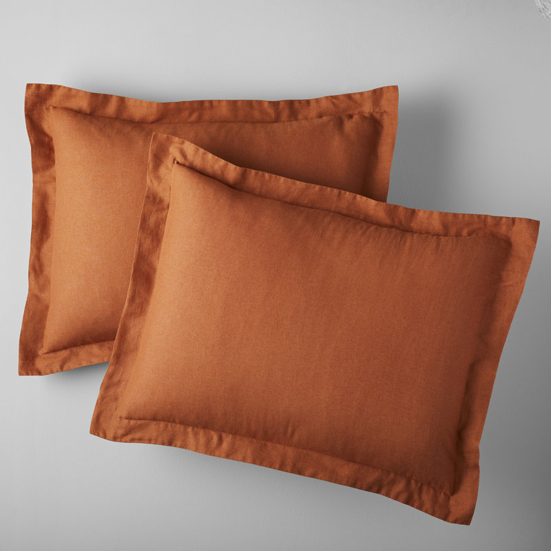 Jeffen Linen Blend Duvet Set, King / Cal King Duvet Cover + 2 King Shams, Rust