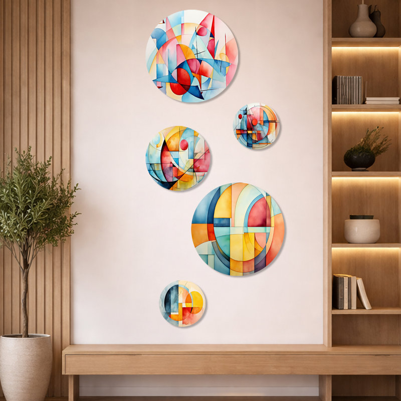 Cubes de couleurs douces I - ensemble de 5 décorations géométriques abstraites en métal