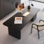Bureau rectangulaire noir en bois massif + fer avec 3 tiroirs-90683907
